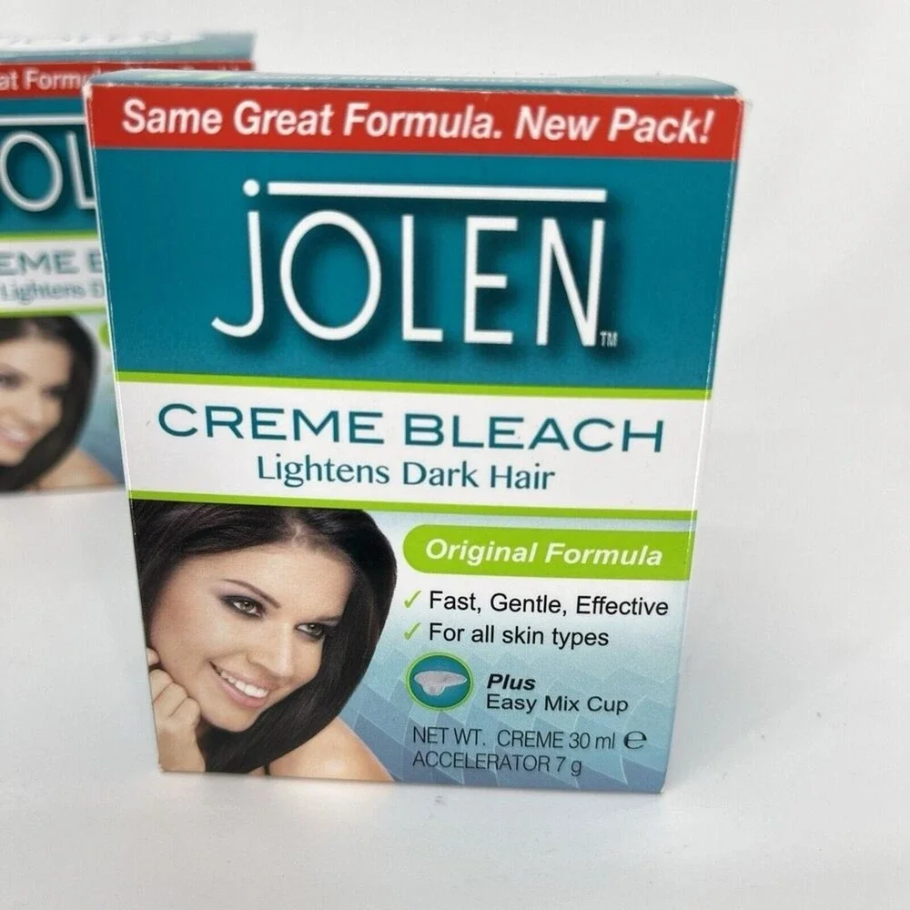 Lot of 2 JOLEN Creme Bleach Original Formula Lightens Dark Hair Mix Cup 1.2 oz